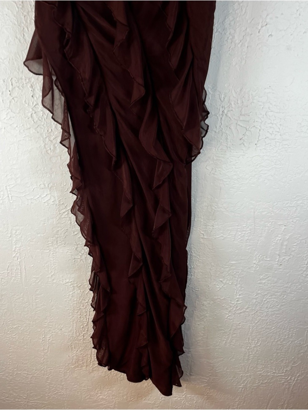 Oh Polly Nevali Bandeau Ruffle Detail Maxi Dress in Brown - Picture 13 of 15